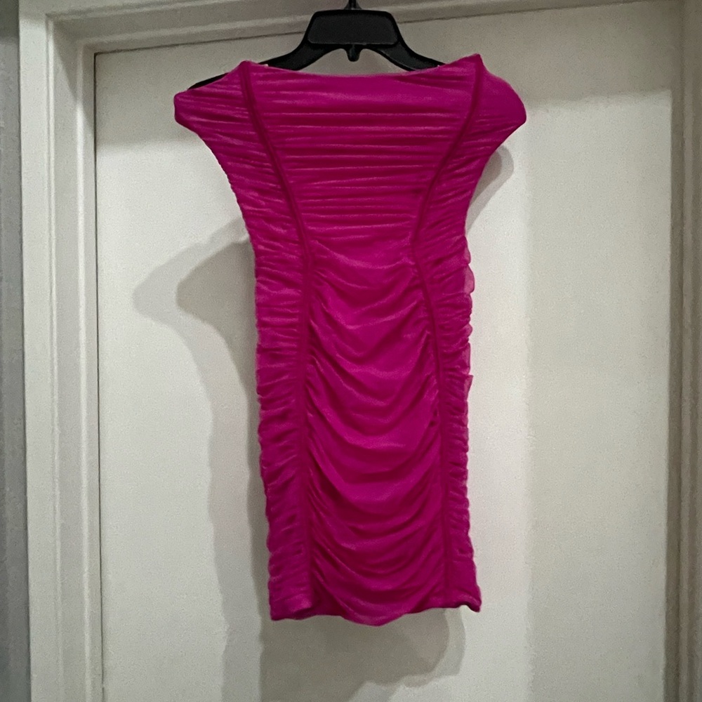 Fashion Nova Fuchsia Ruched Mini Dress